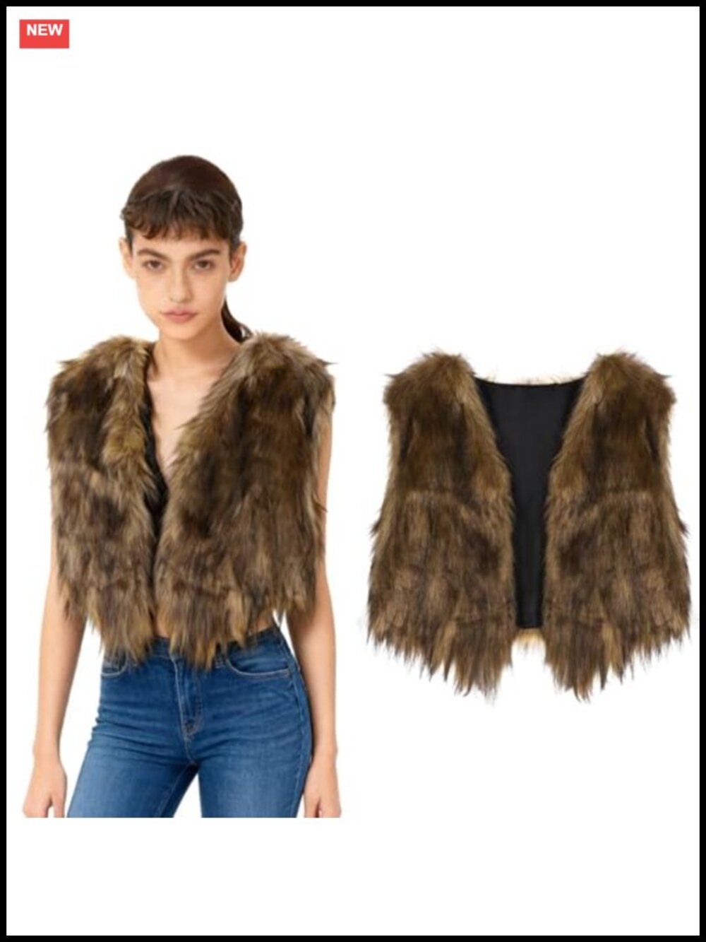 Faux Fur Vest Sleeveless Open Front Waistcoat Women Warm Winter Costume